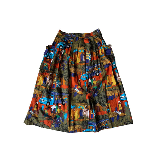 💃 Fustă Vintage Printed cu Buzunare – IT 42 (S Damă) – Made in Italy - anbracaminte