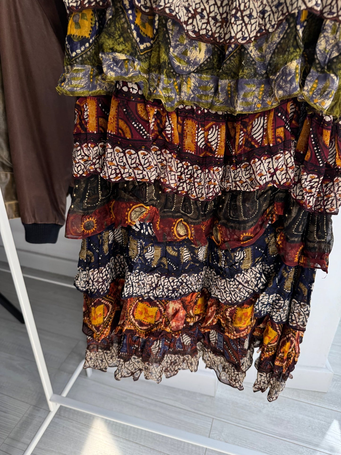 ☀️ Fustă Vintage Printed cu Volane – Made in Italy – S Damă - anbracaminte