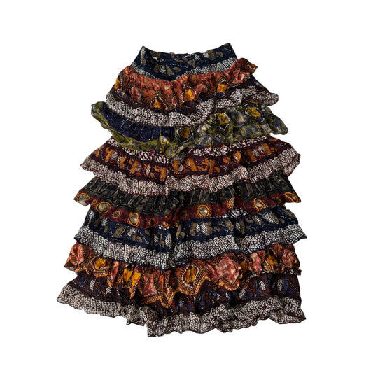 ☀️ Fustă Vintage Printed cu Volane – Made in Italy – S Damă - anbracaminte