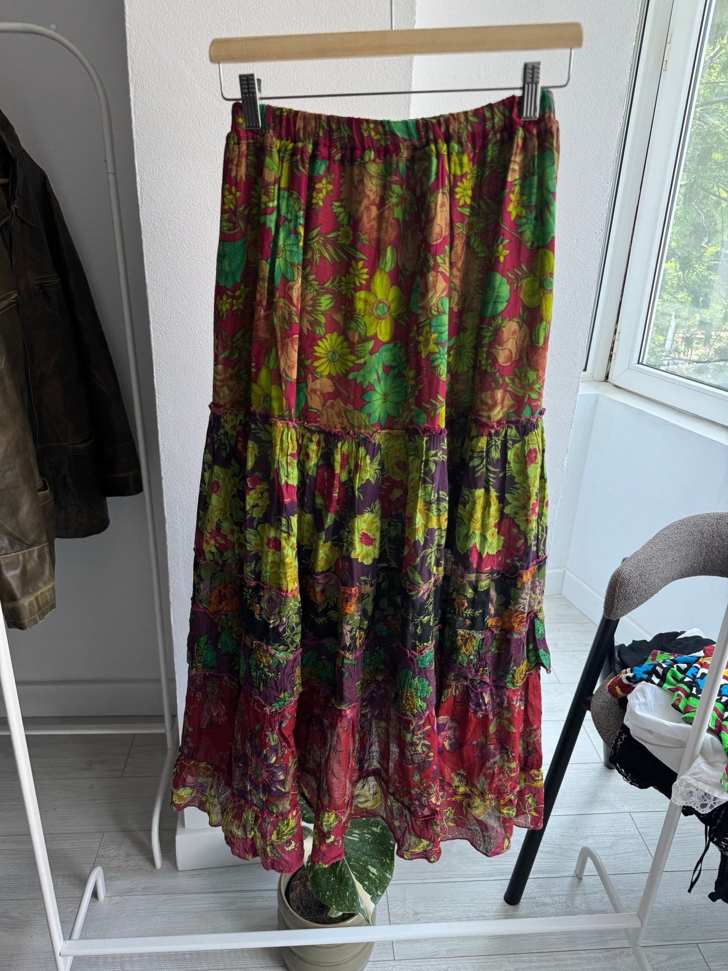 💃 Fustă Vintage Printed cu Volane – Talie Ajustabilă - anbracaminte