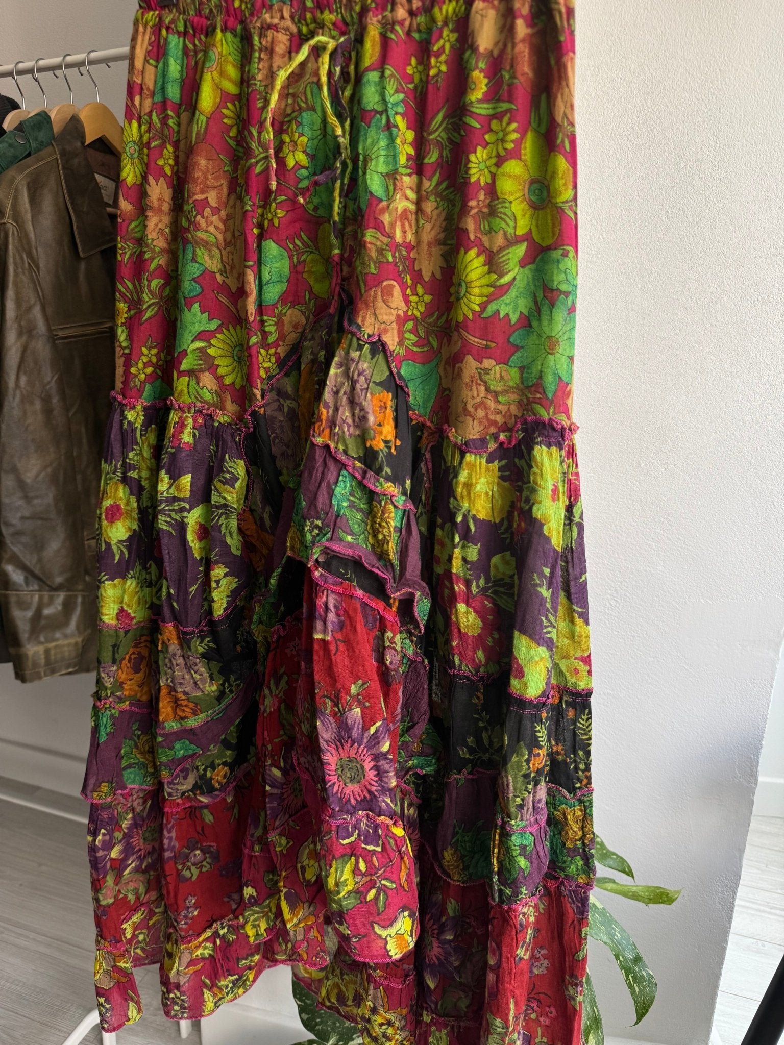 💃 Fustă Vintage Printed cu Volane – Talie Ajustabilă - anbracaminte