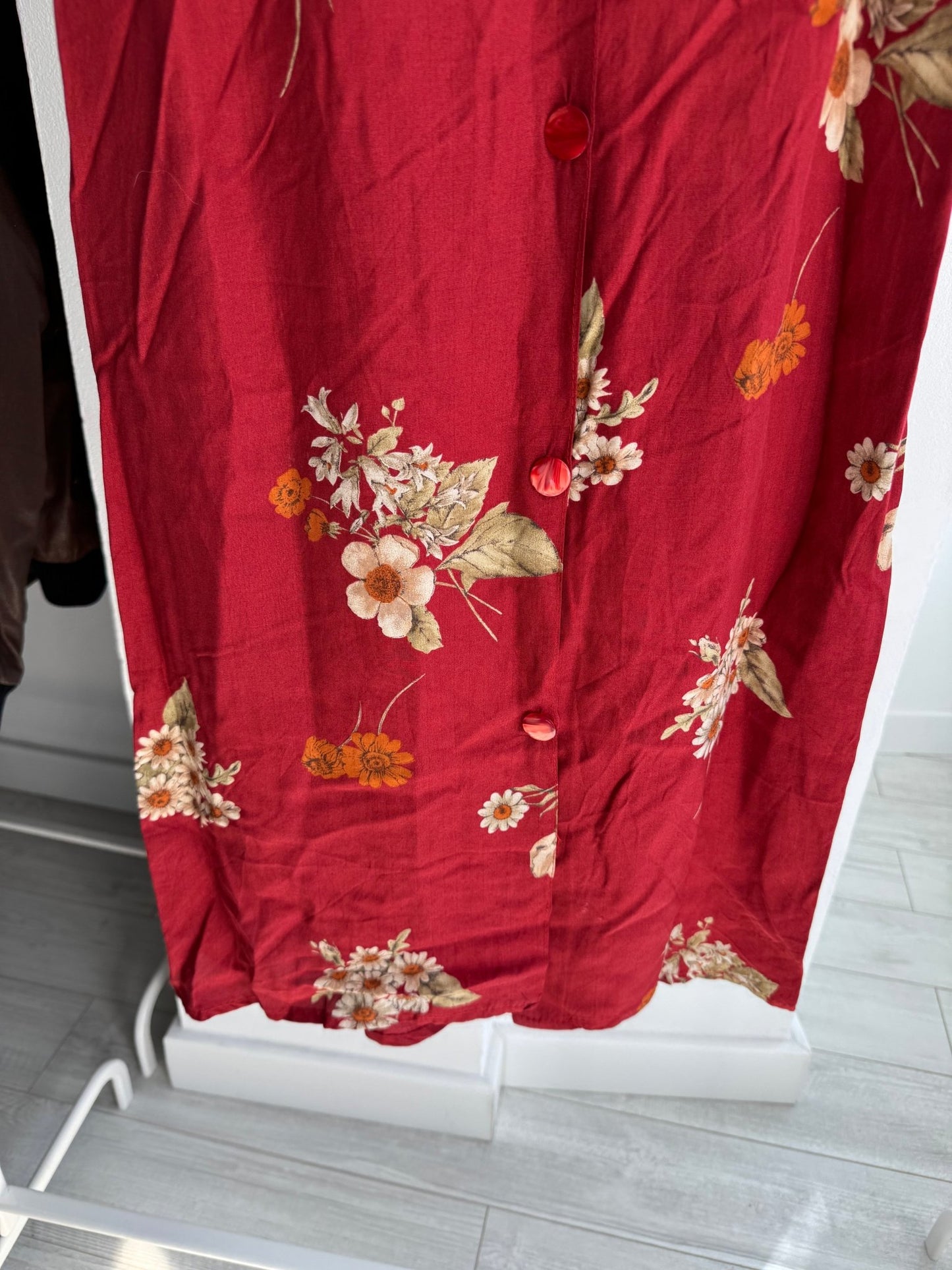 ❤️ Fustă Vintage Red Floral Printed – XS/S Damă - anbracaminte