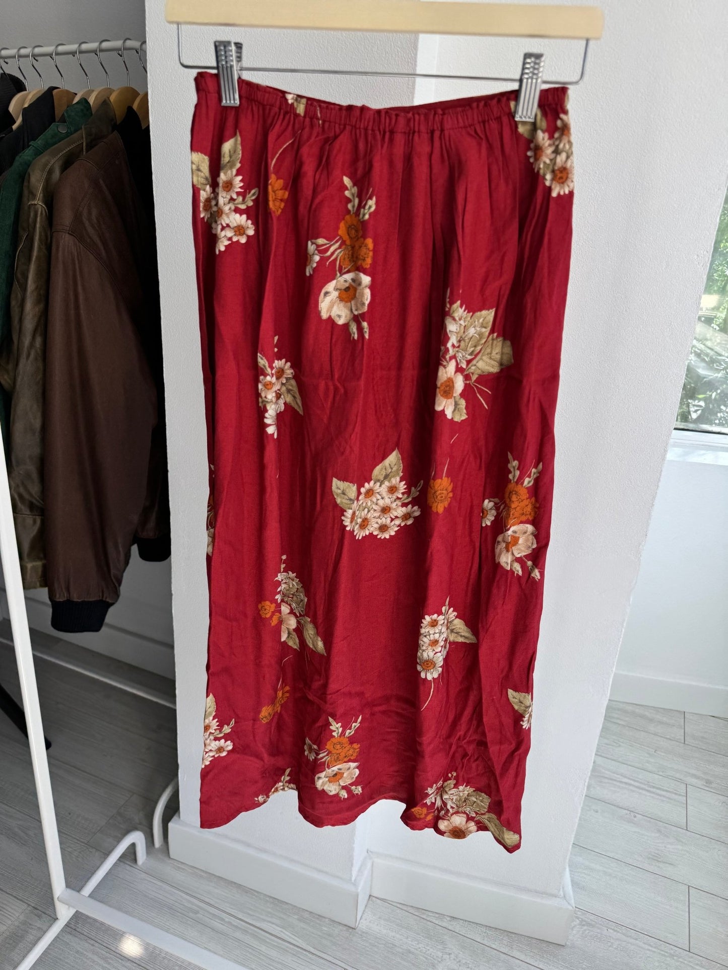❤️ Fustă Vintage Red Floral Printed – XS/S Damă - anbracaminte