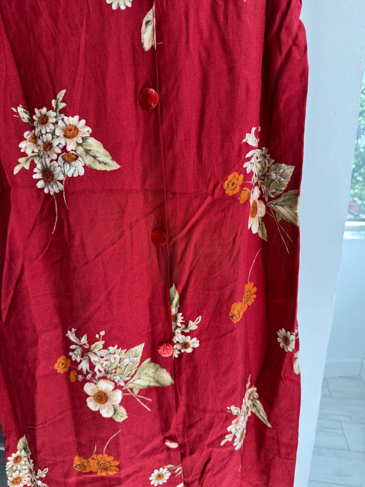 ❤️ Fustă Vintage Red Floral Printed – XS/S Damă - anbracaminte
