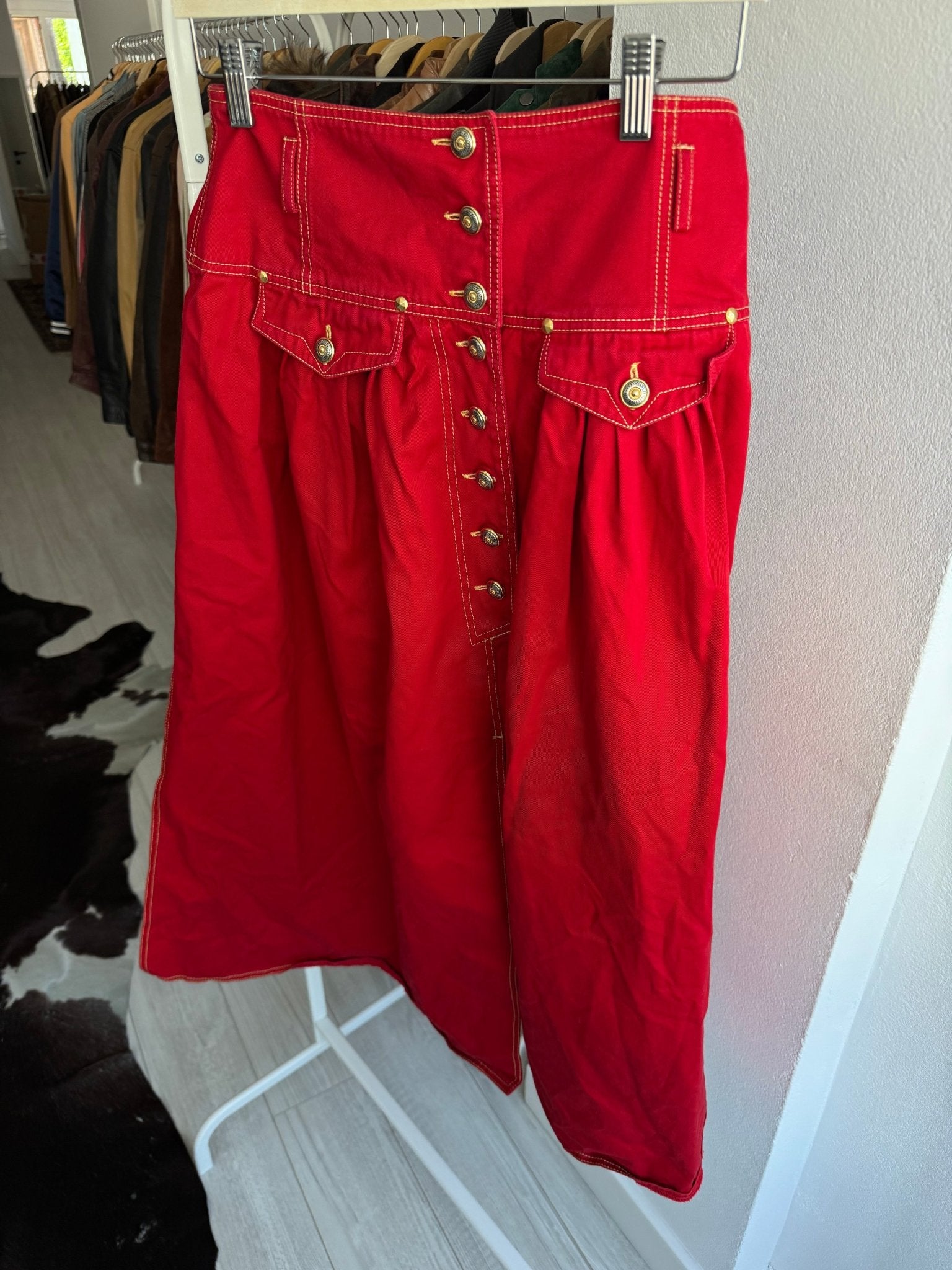 🍒 Fustă Vintage Red Maxi – EU 38 (M Damă) – Made in Italy - anbracaminte