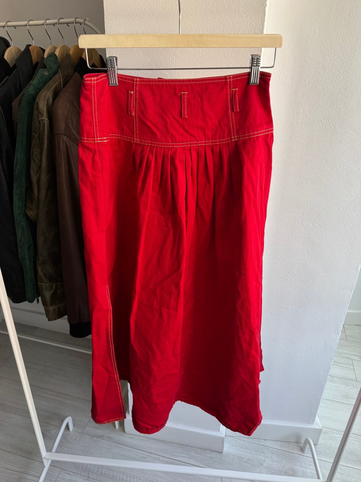 🍒 Fustă Vintage Red Maxi – EU 38 (M Damă) – Made in Italy - anbracaminte