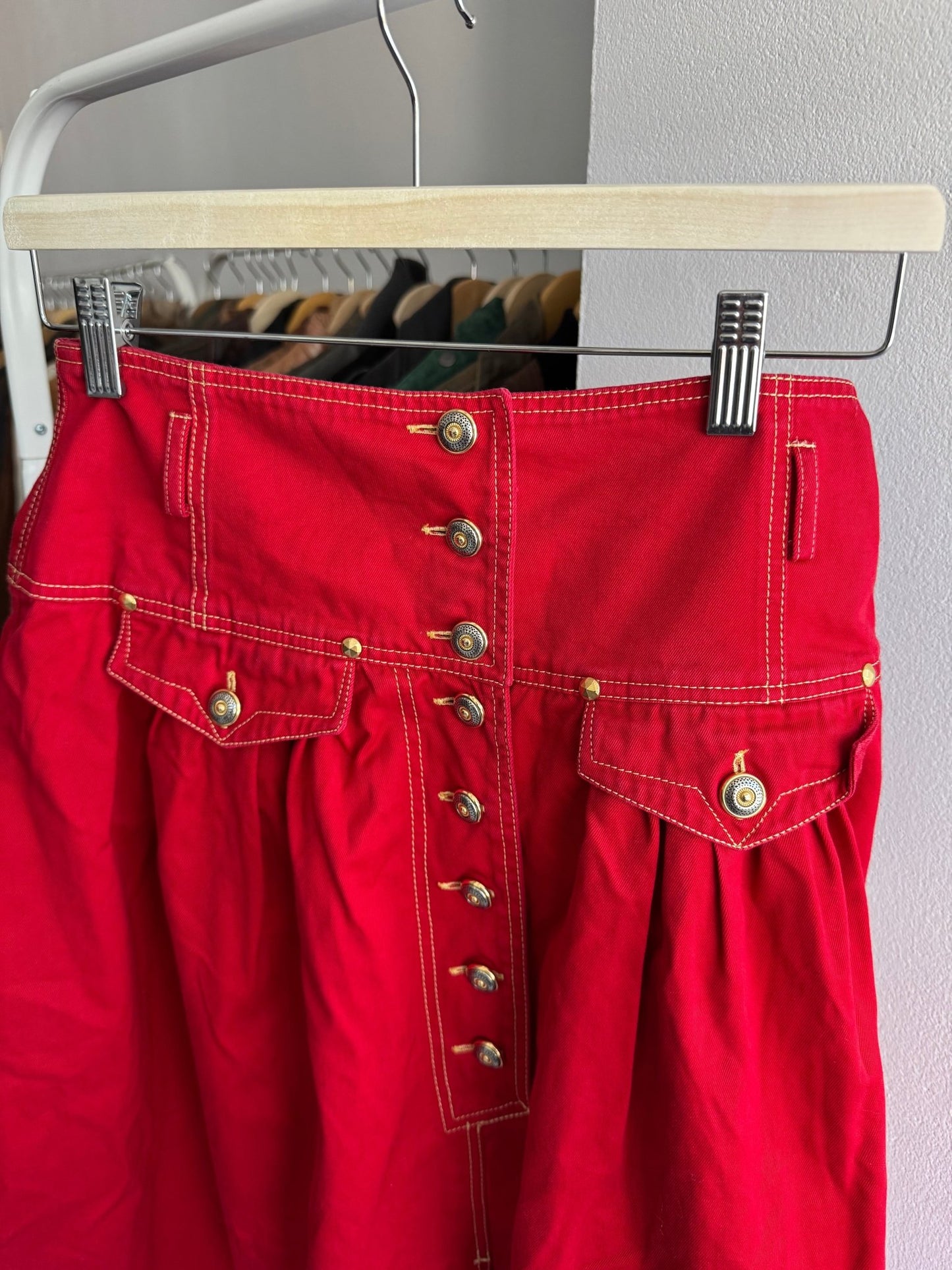 🍒 Fustă Vintage Red Maxi – EU 38 (M Damă) – Made in Italy - anbracaminte
