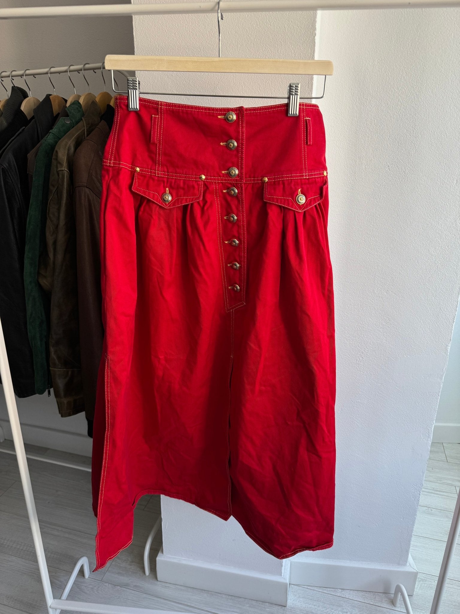 🍒 Fustă Vintage Red Maxi – EU 38 (M Damă) – Made in Italy - anbracaminte
