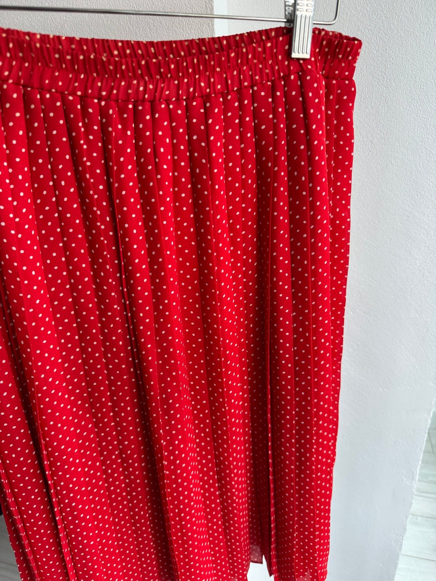 ❤️ Fustă Vintage Red Polka Dot Pleated – M – Made in Italy - anbracaminte