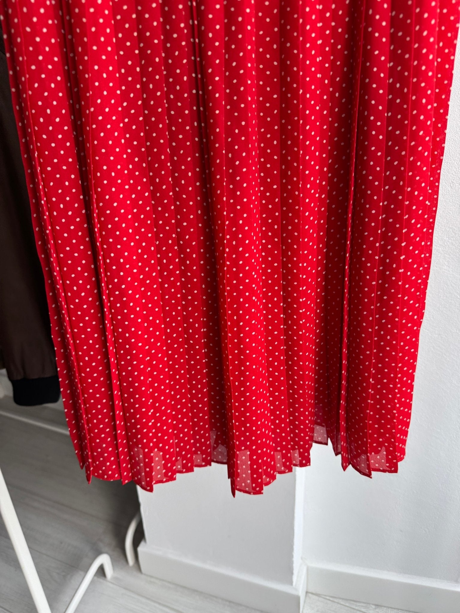❤️ Fustă Vintage Red Polka Dot Pleated – M – Made in Italy - anbracaminte