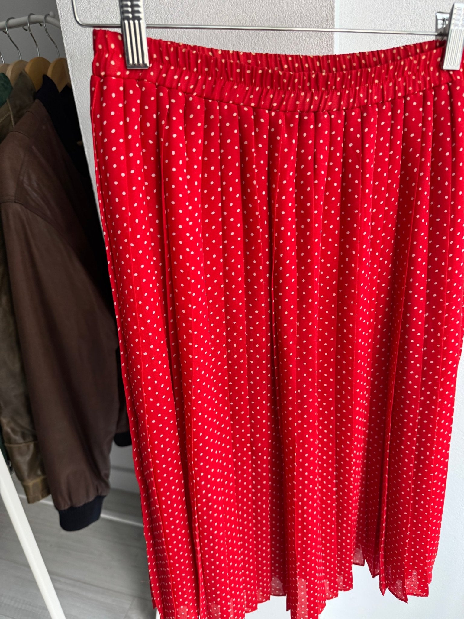 ❤️ Fustă Vintage Red Polka Dot Pleated – M – Made in Italy - anbracaminte