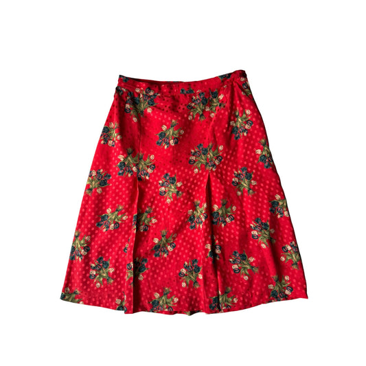 🌹 Fustă Vintage Red Printed – Polka Dot & Floral – S/M Damă - anbracaminte