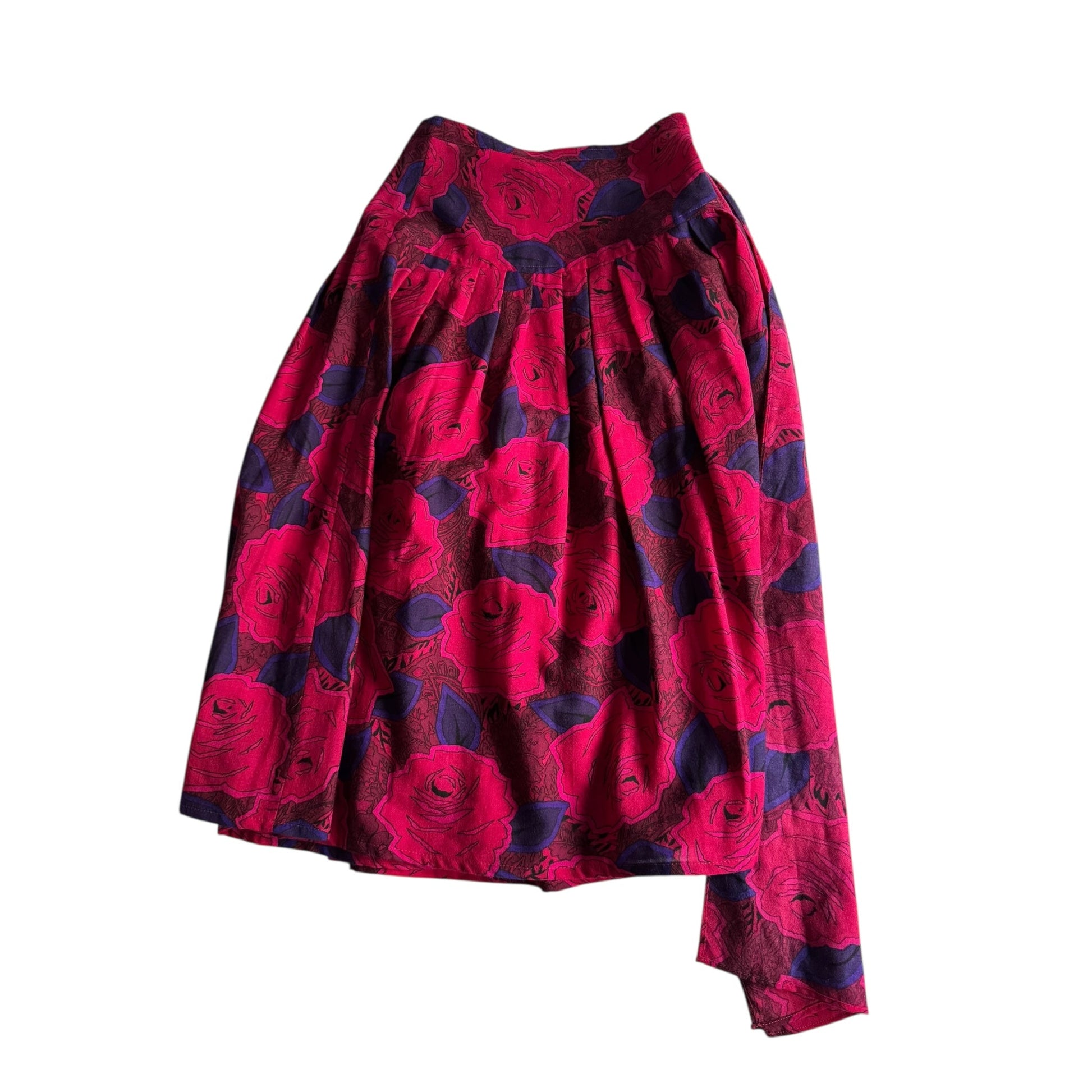 🧵 Fustă Vintage Rose Printed cu Eșarfă în Talie (Mărime M) - anbracaminte
