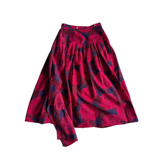 🧵 Fustă Vintage Rose Printed cu Eșarfă în Talie (Mărime M) - anbracaminte