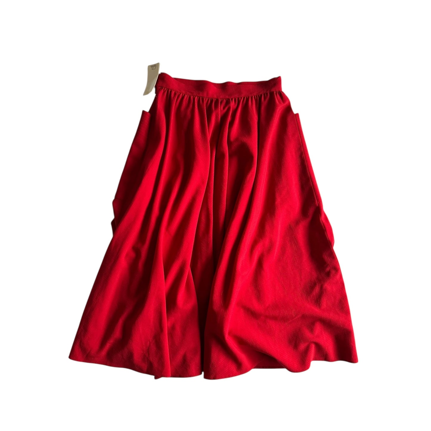 🧵 Fustă Vintage Roșie din Lână cu Buzunare Oversized (Mărime IT 46 - L) - anbracaminte