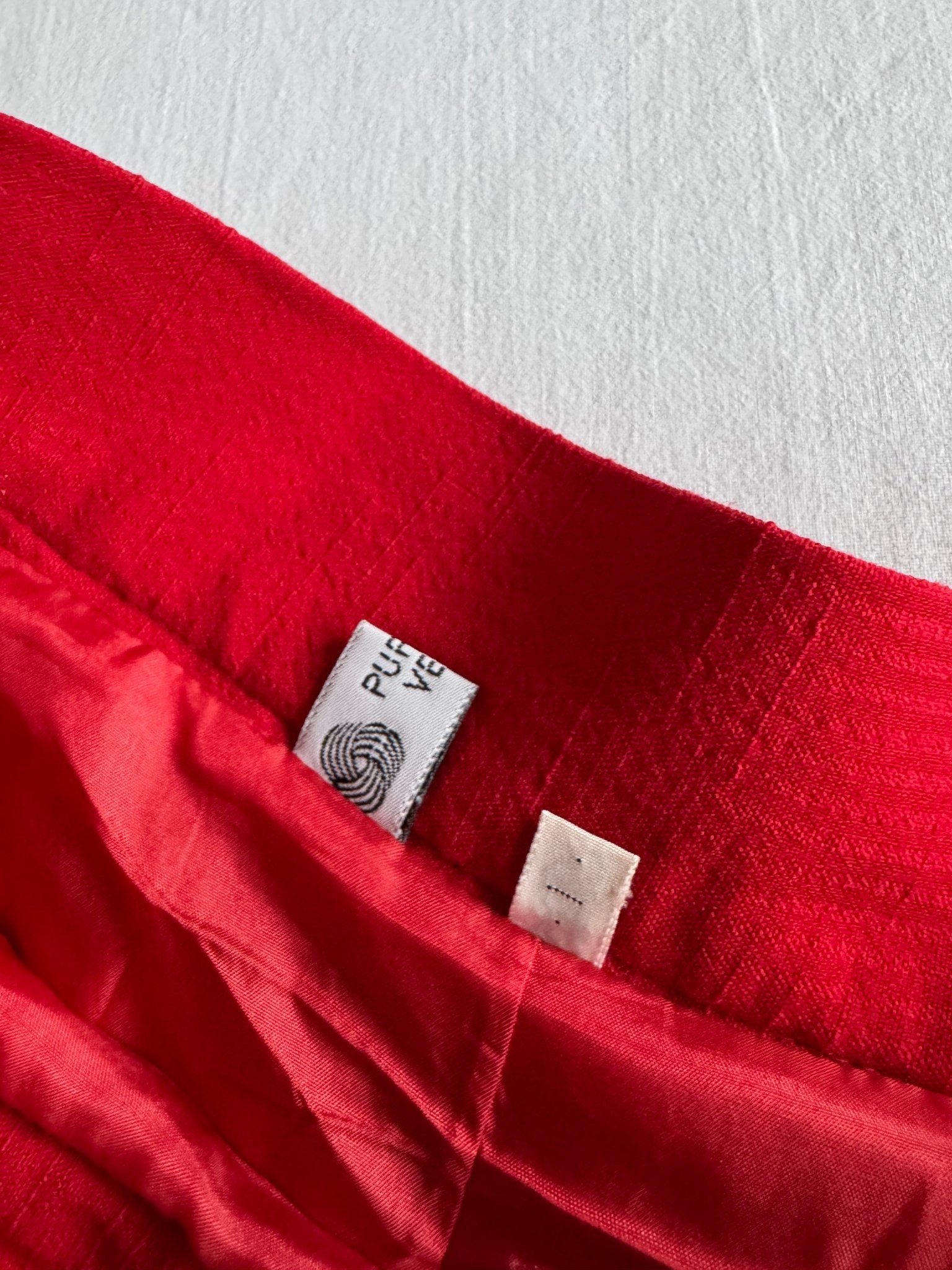 🧵 Fustă Vintage Roșie din Lână cu Buzunare Oversized (Mărime IT 46 - L) - anbracaminte
