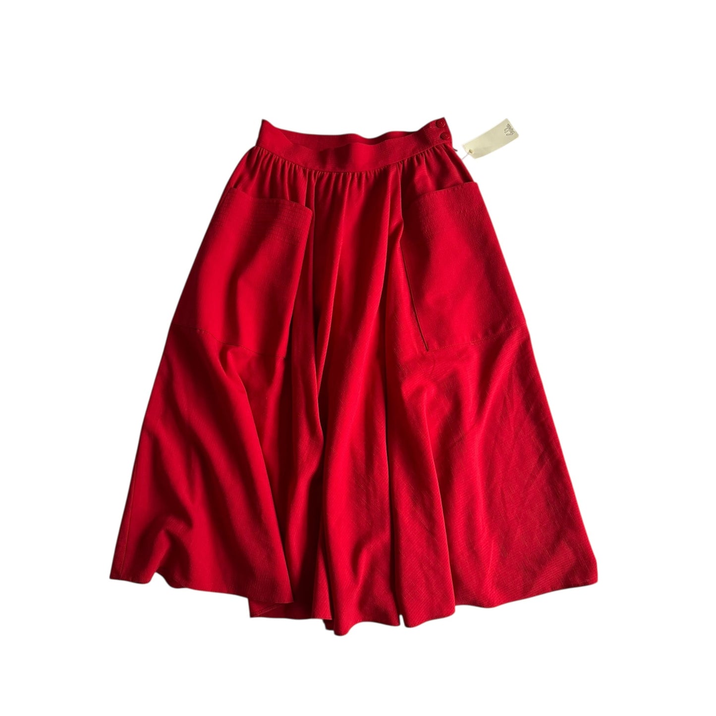 🧵 Fustă Vintage Roșie din Lână cu Buzunare Oversized (Mărime IT 46 - L) - anbracaminte