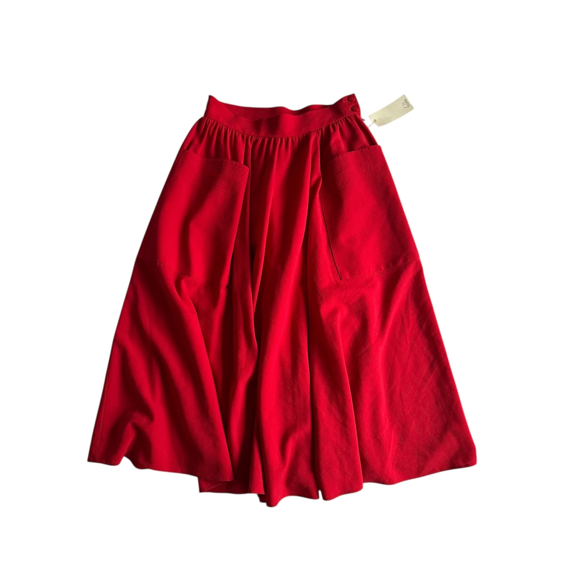 🧵 Fustă Vintage Roșie din Lână cu Buzunare Oversized (Mărime IT 46 - L) - anbracaminte