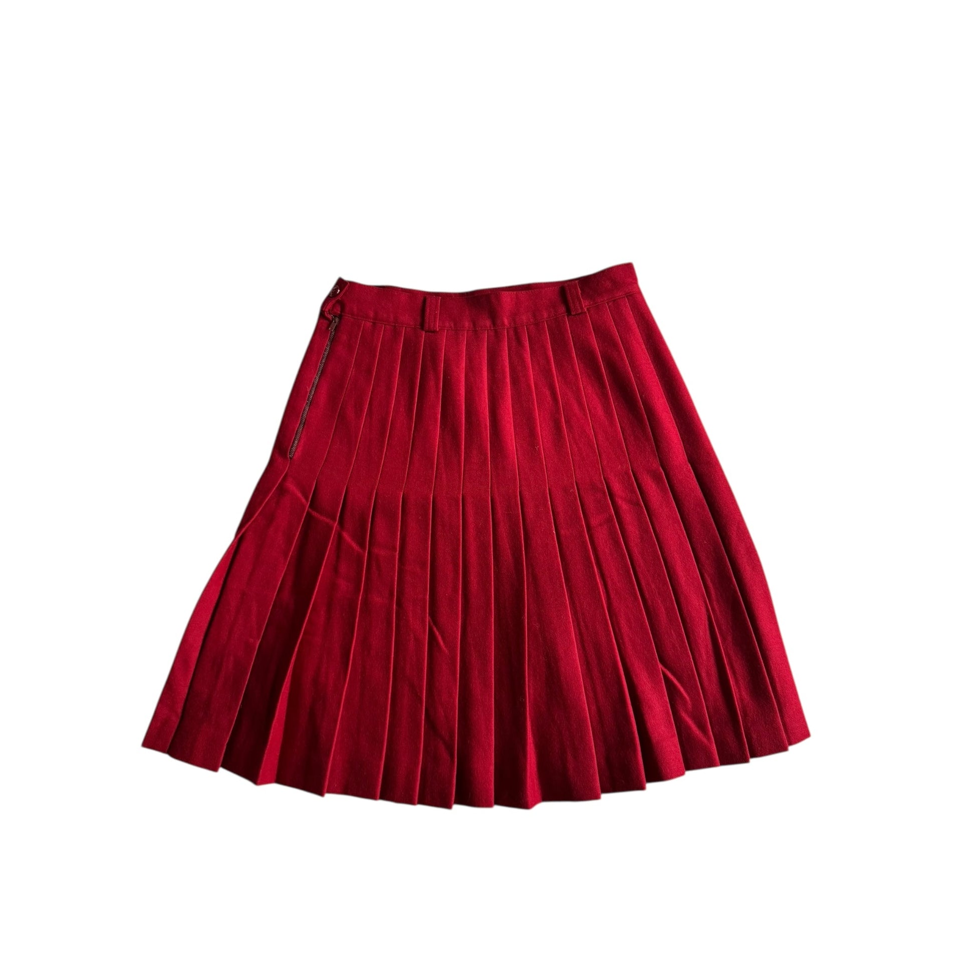 🧵 Fustă Vintage Roșie / Lână Pură / Plisată (Mărime IT 42 - S/M) - anbracaminte