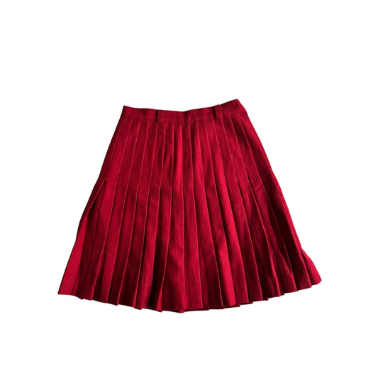 🧵 Fustă Vintage Roșie / Lână Pură / Plisată (Mărime IT 42 - S/M) - anbracaminte