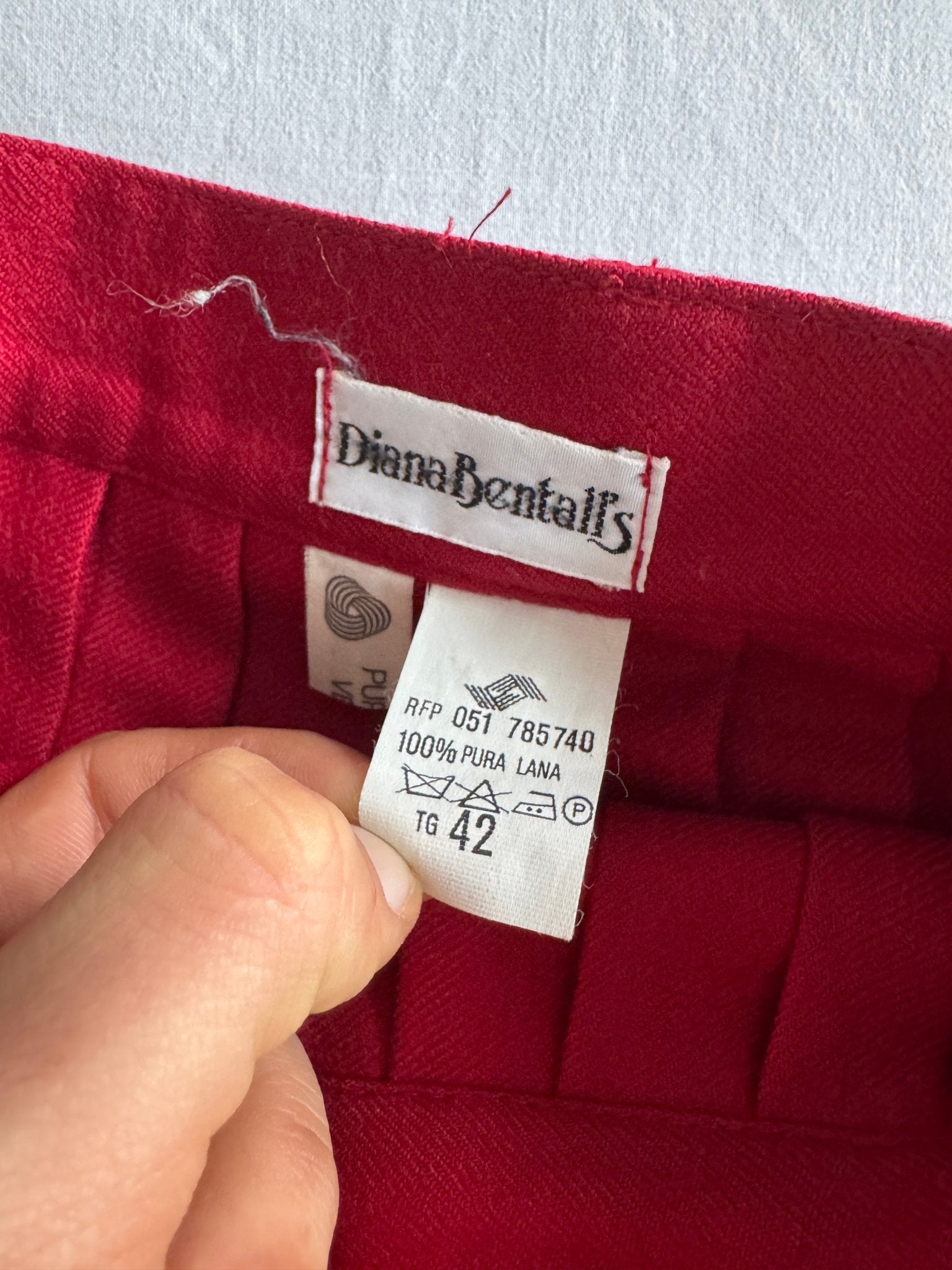 🧵 Fustă Vintage Roșie / Lână Pură / Plisată (Mărime IT 42 - S/M) - anbracaminte