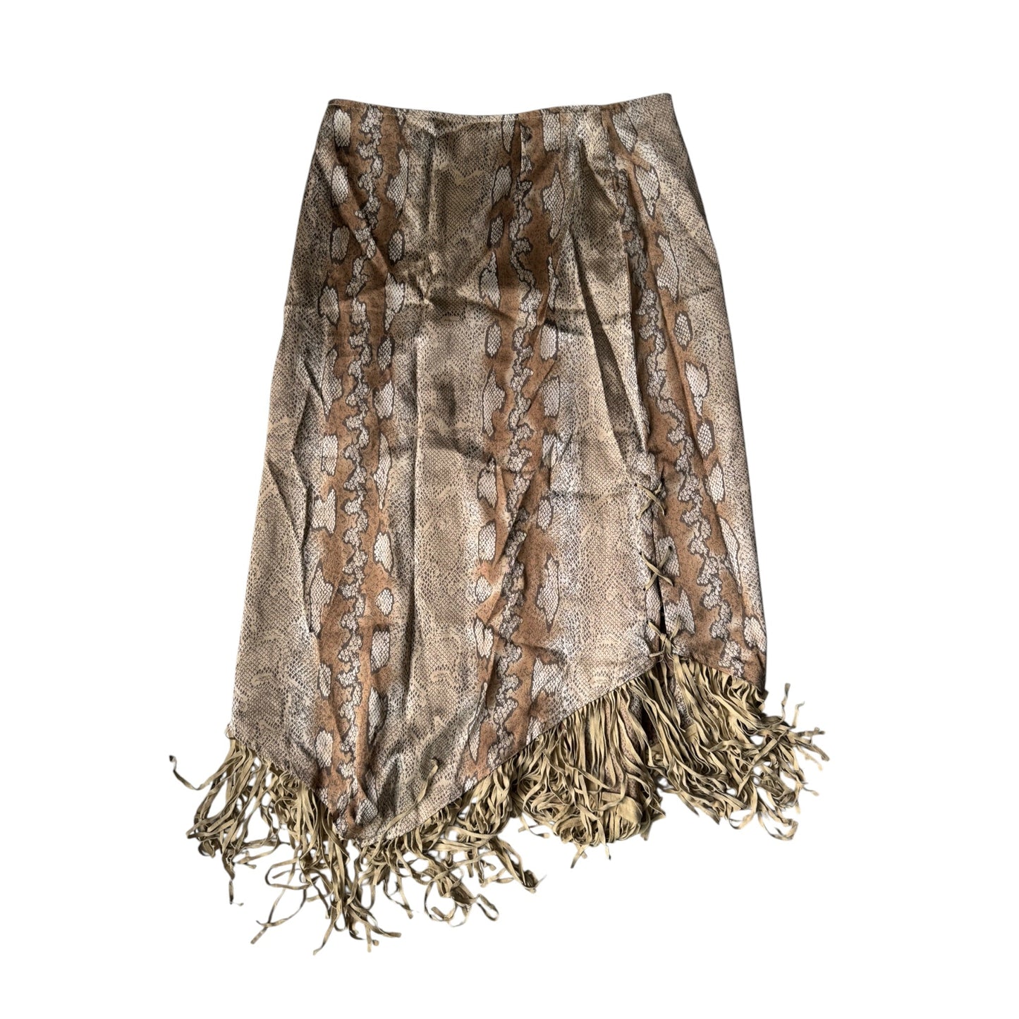 🐍 Fustă Vintage Snakeskin Print cu Franjuri – IT 44 (M) – Made in Italy - anbracaminte