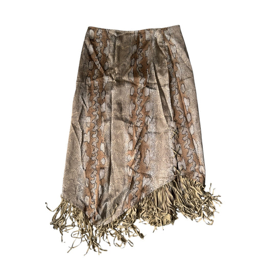 🐍 Fustă Vintage Snakeskin Print cu Franjuri – IT 44 (M) – Made in Italy - anbracaminte