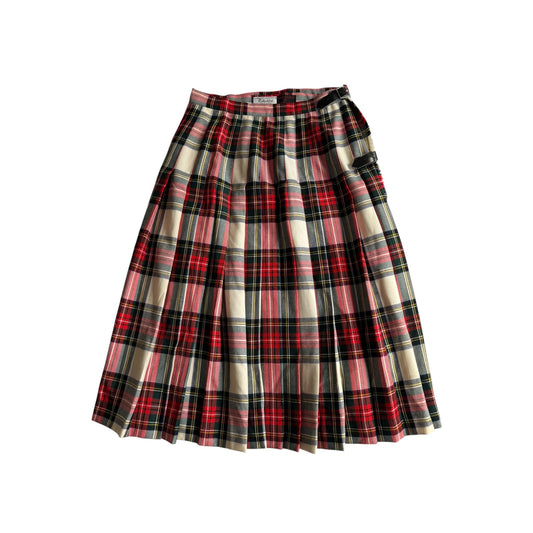 🏴󠁧󠁢󠁳󠁣󠁴󠁿 Fustă Vintage Tartan din Lână Virgină – aprox. S / M (Ajustabilă) - anbracaminte