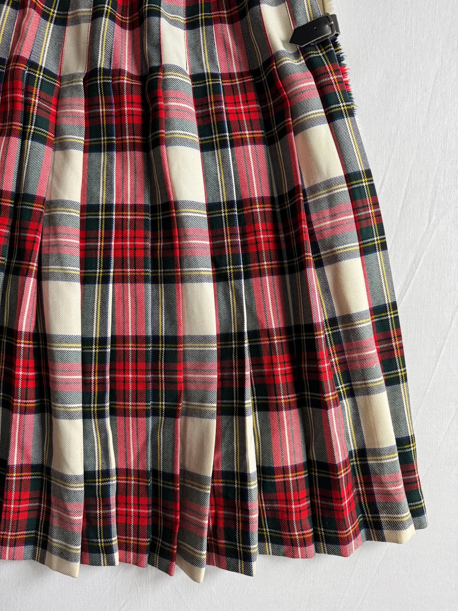 🏴󠁧󠁢󠁳󠁣󠁴󠁿 Fustă Vintage Tartan din Lână Virgină – aprox. S / M (Ajustabilă) - anbracaminte