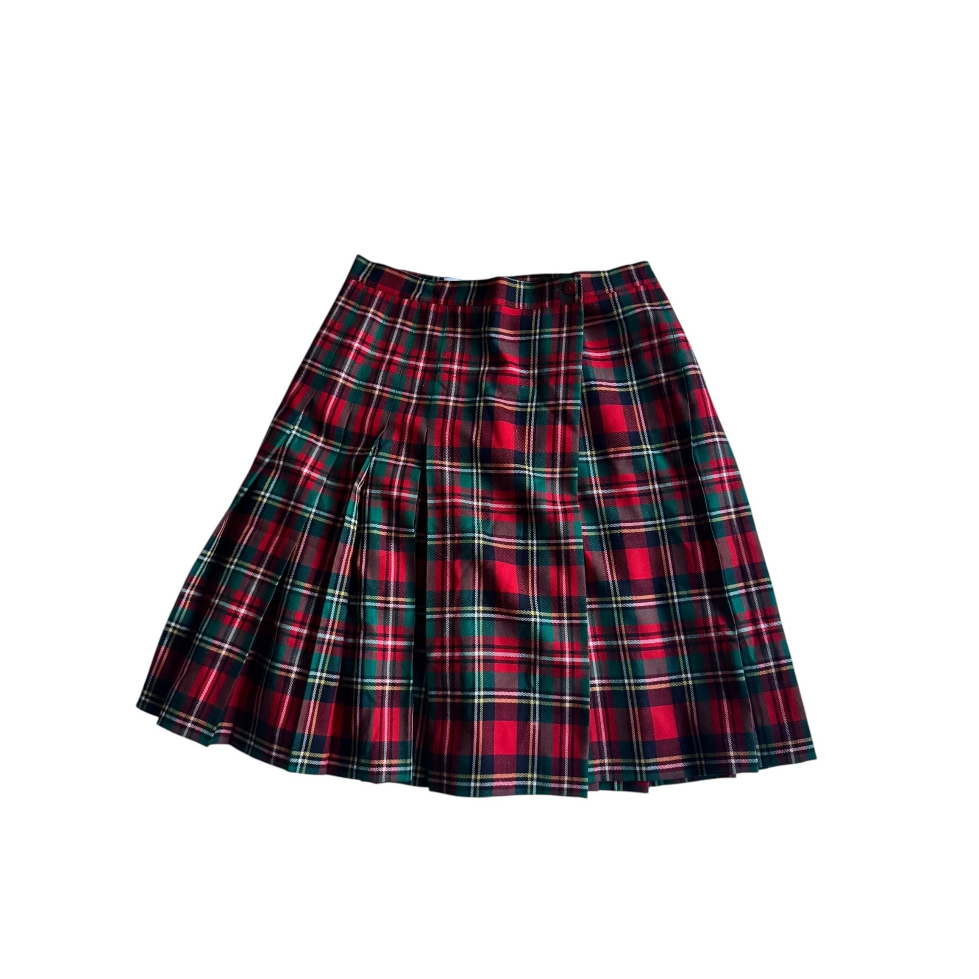 🧍‍♀️ Fustă Vintage Tartan Plisată din Lână Virgină – Mărime S Femei - anbracaminte