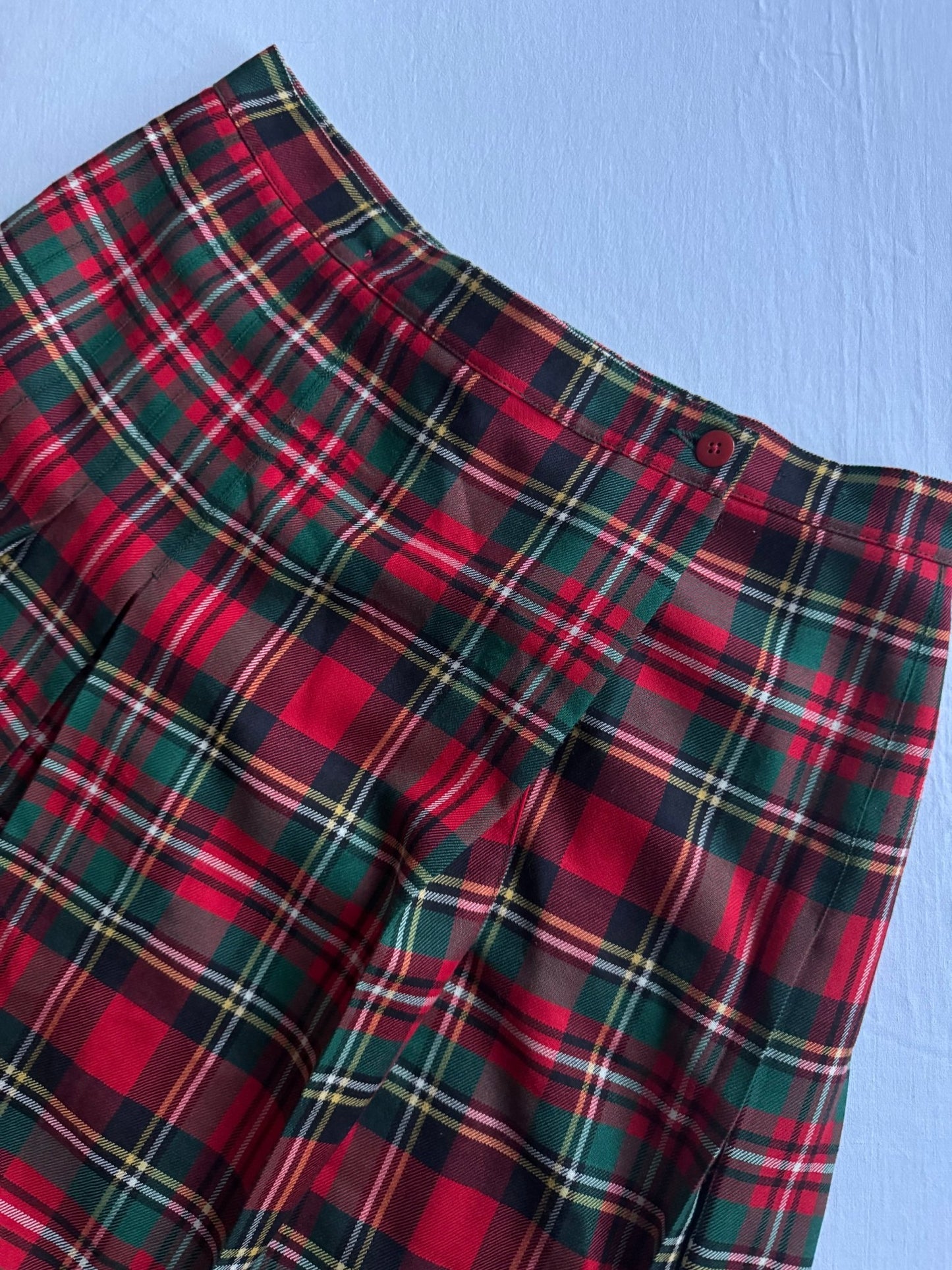 🧍‍♀️ Fustă Vintage Tartan Plisată din Lână Virgină – Mărime S Femei - anbracaminte