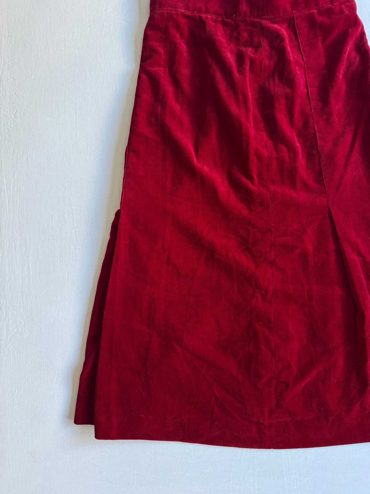 🍷 Fustă Vintage Tip A - Line din Catifea Burgundy – aprox. S - anbracaminte