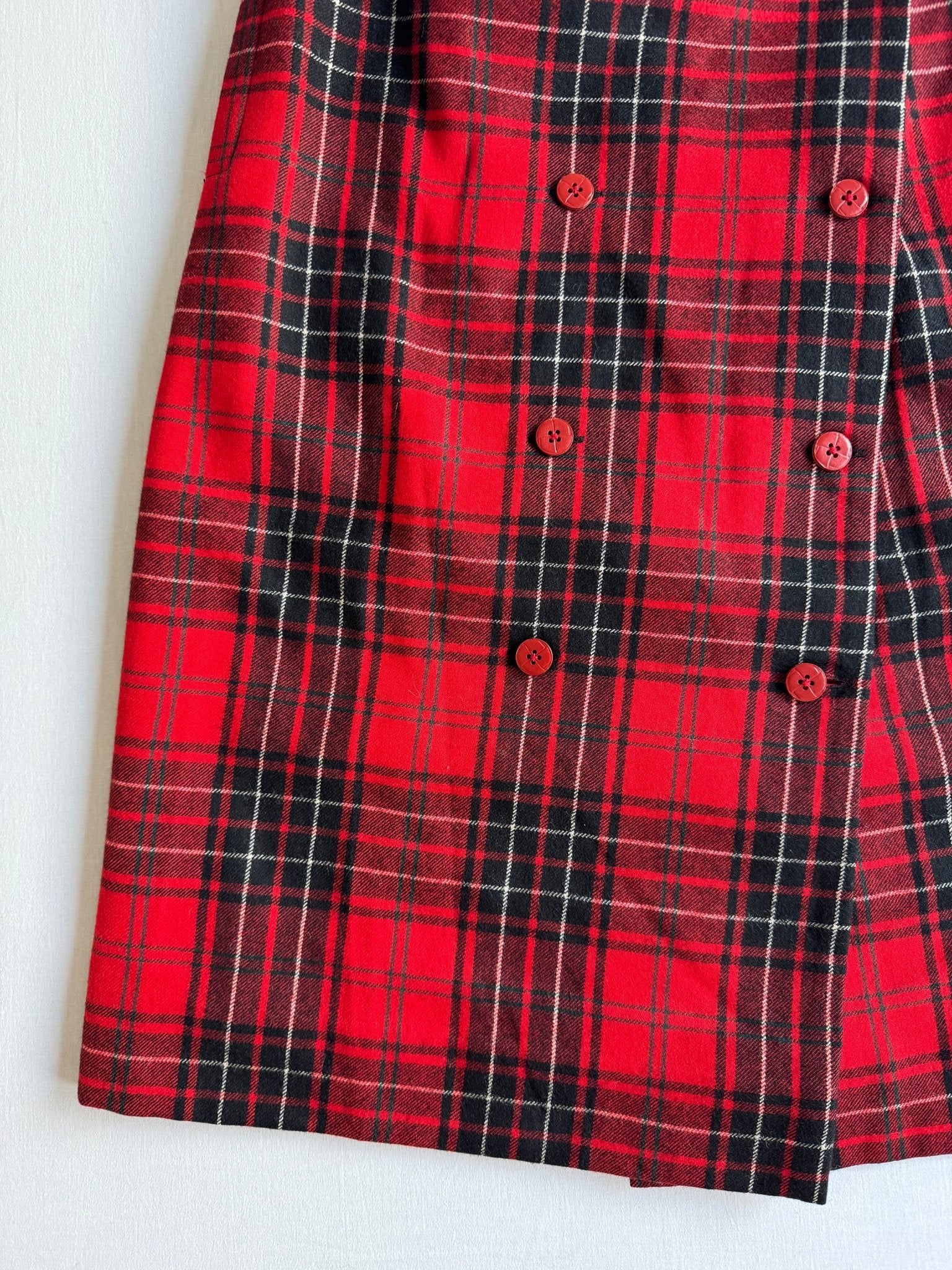 🍒 Fustă Vintage Tip A - Line din Lână Virgină cu Model Tartan – aprox. M - anbracaminte