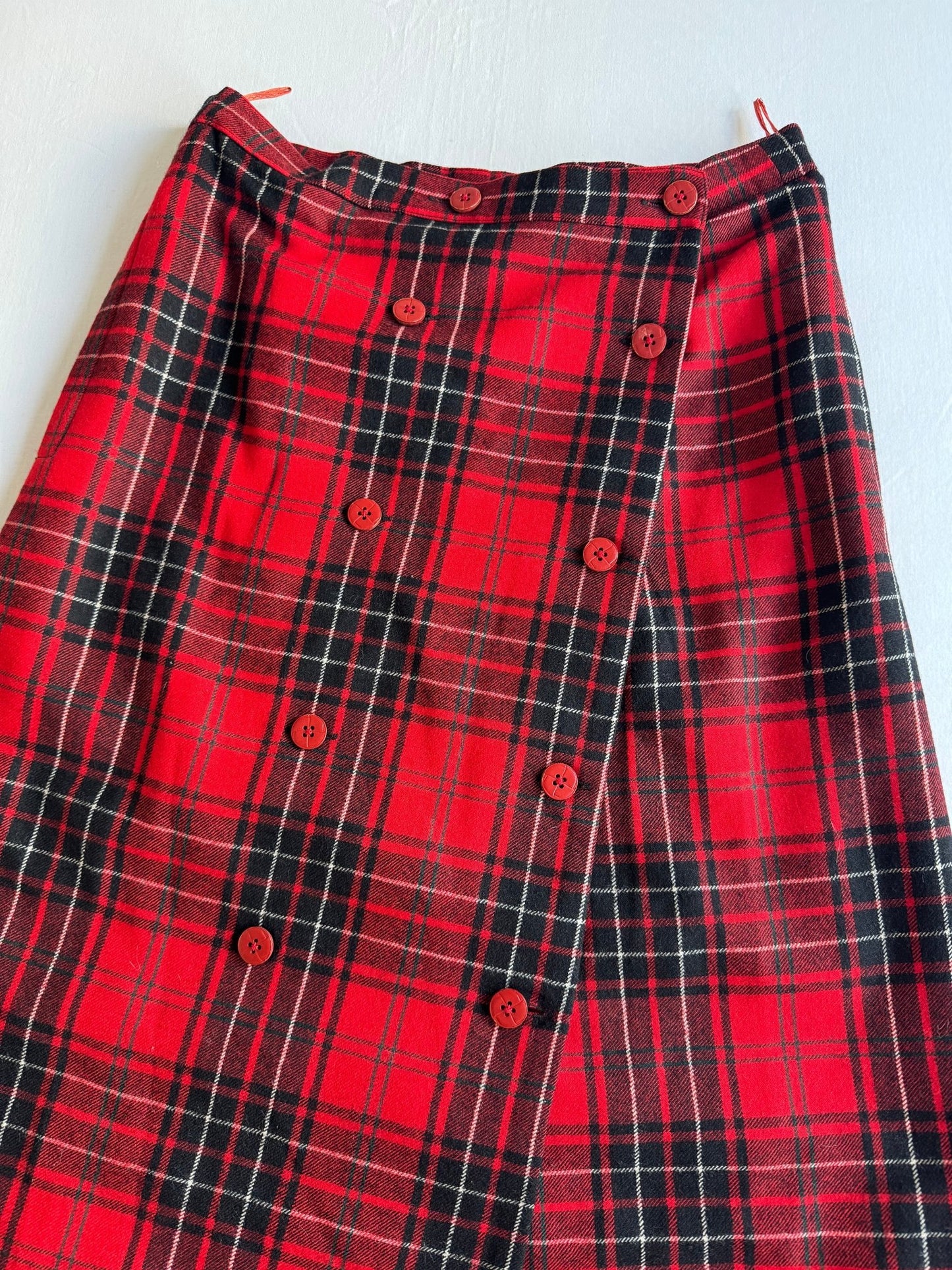 🍒 Fustă Vintage Tip A - Line din Lână Virgină cu Model Tartan – aprox. M - anbracaminte
