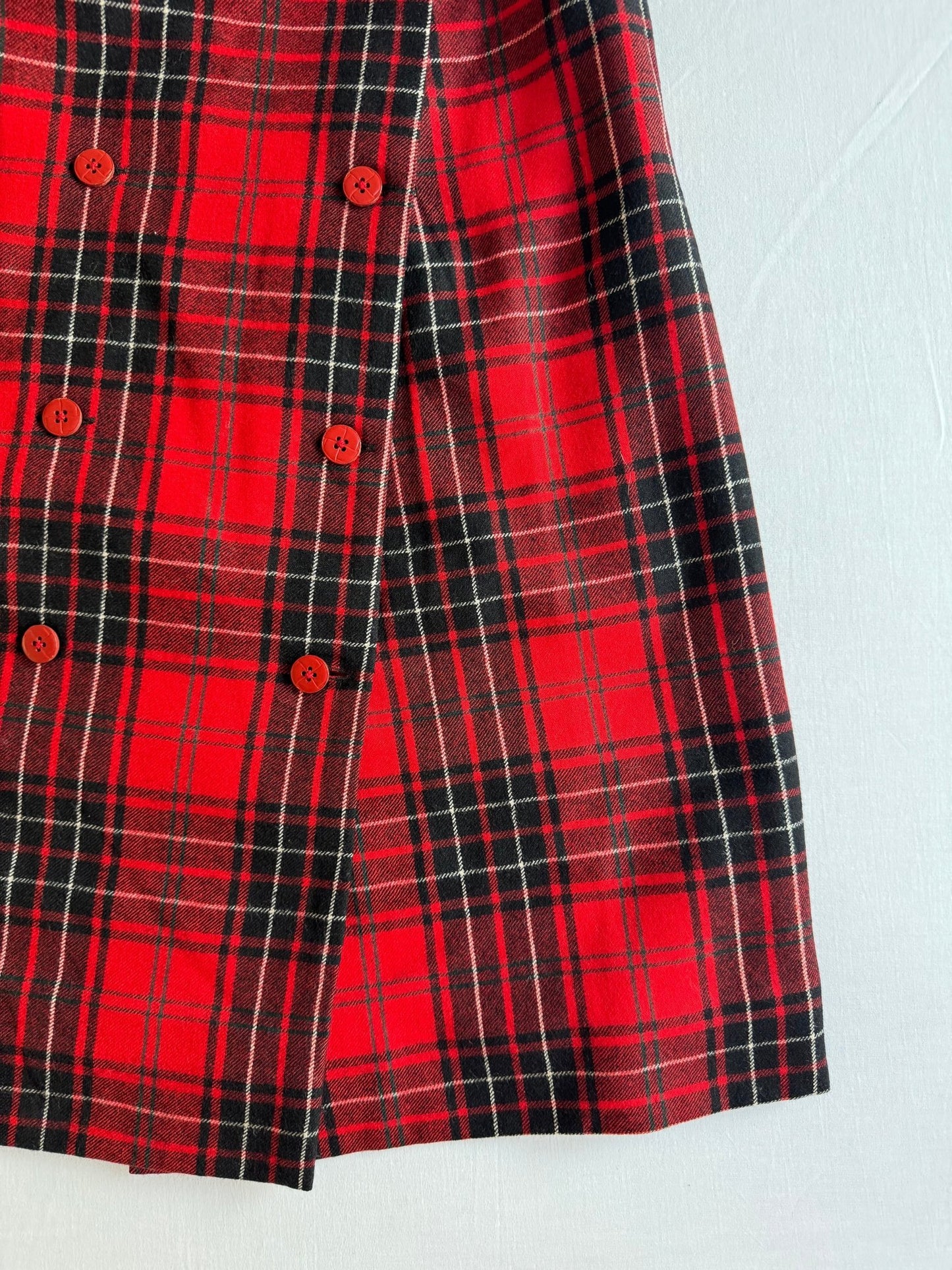 🍒 Fustă Vintage Tip A - Line din Lână Virgină cu Model Tartan – aprox. M - anbracaminte