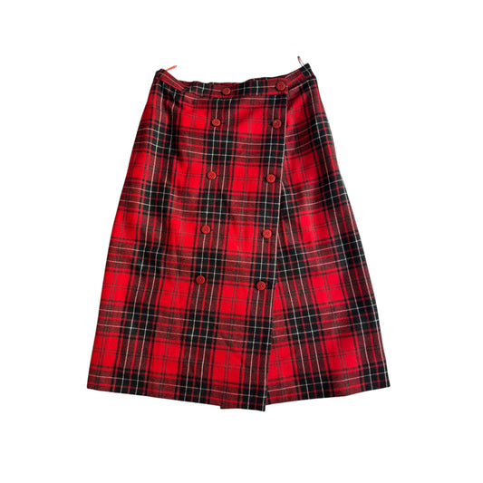 🍒 Fustă Vintage Tip A - Line din Lână Virgină cu Model Tartan – aprox. M - anbracaminte
