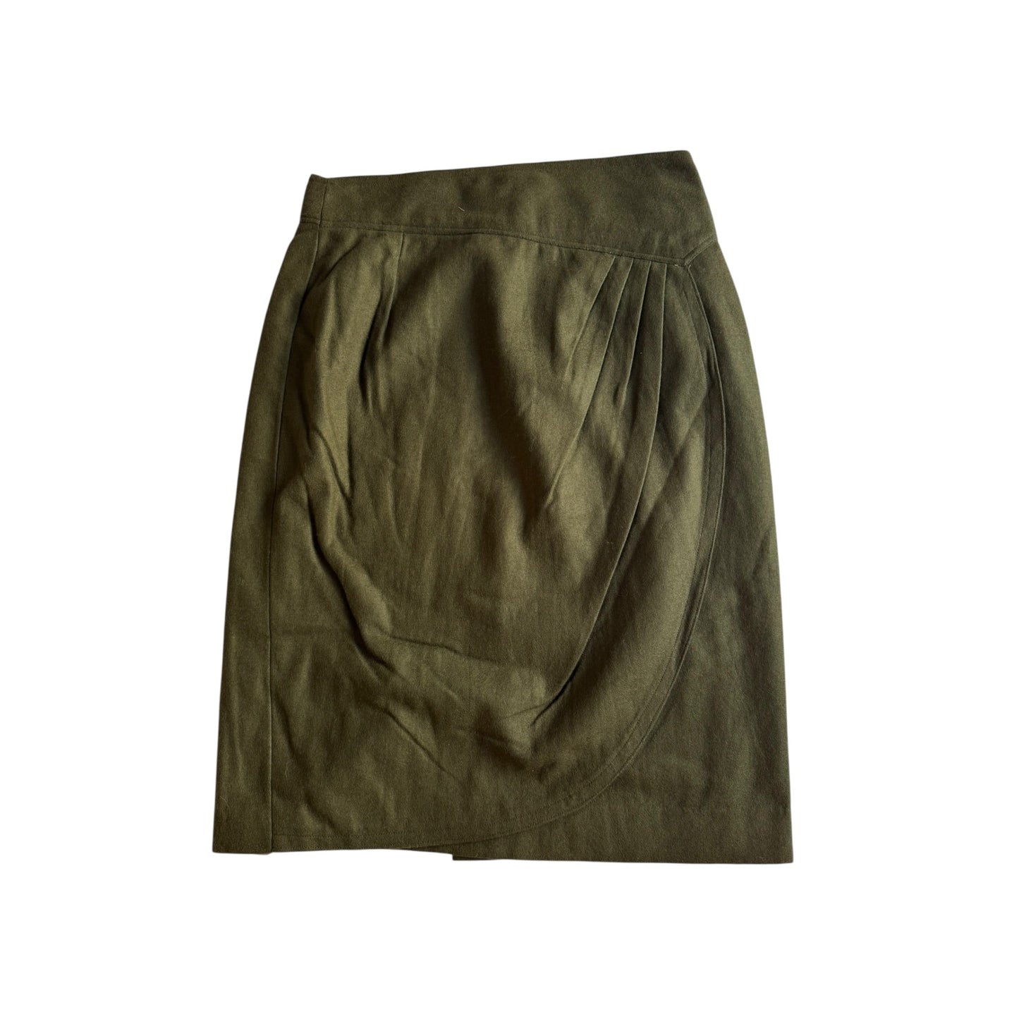 ✏️ Fustă Vintage Tip Pencil Asimetrică din Lână Verde Închis – aprox. M - anbracaminte