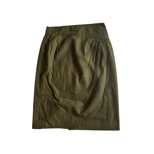 ✏️ Fustă Vintage Tip Pencil Asimetrică din Lână Verde Închis – aprox. M - anbracaminte
