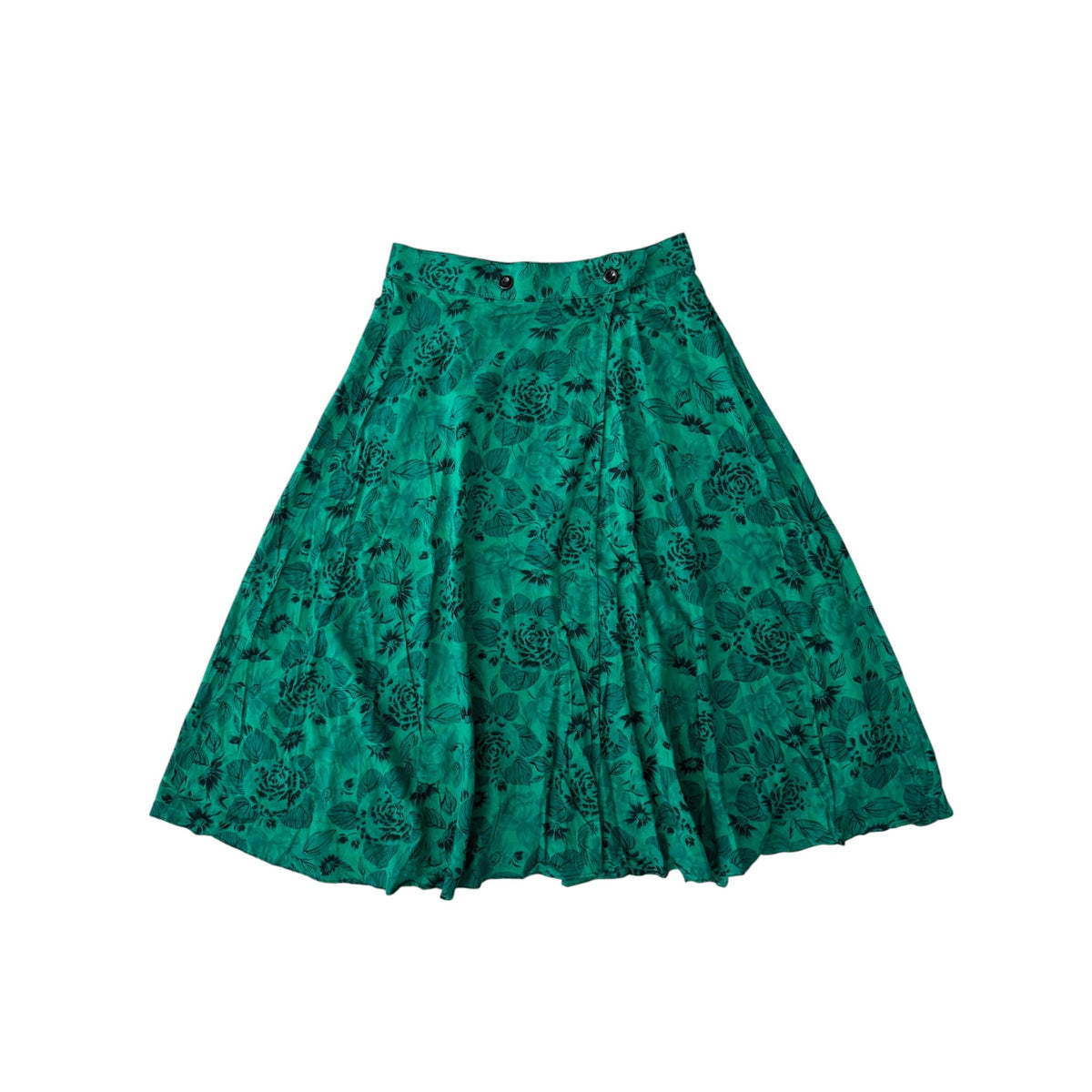 🌲 Fustă Vintage Verde cu Print Floral – Approx. M Damă - anbracaminte