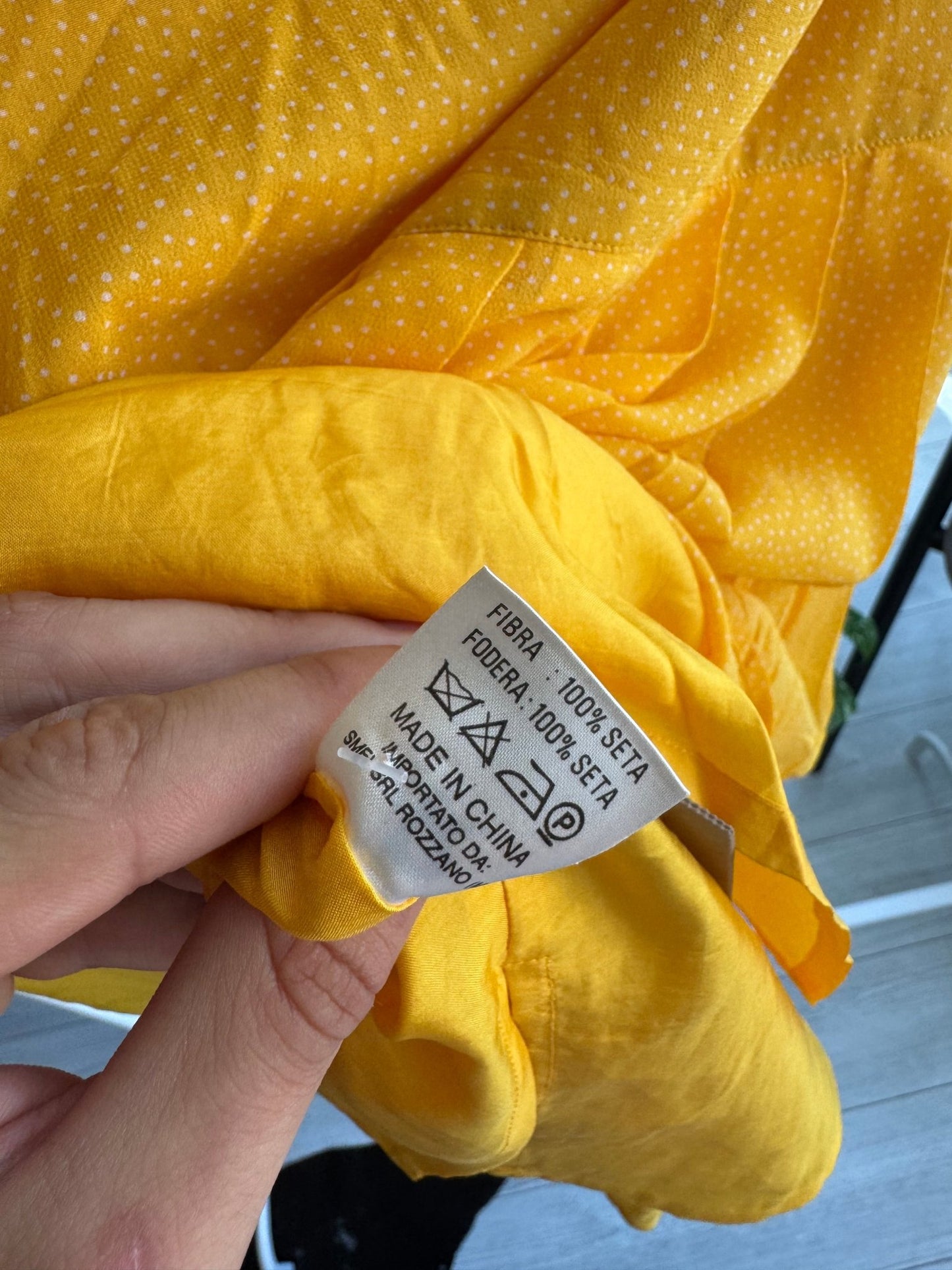 🍋 Fustă Vintage Yellow din Mătase cu Geometric Pattern – IT 44 (S/M Damă) – Made in Italy - anbracaminte