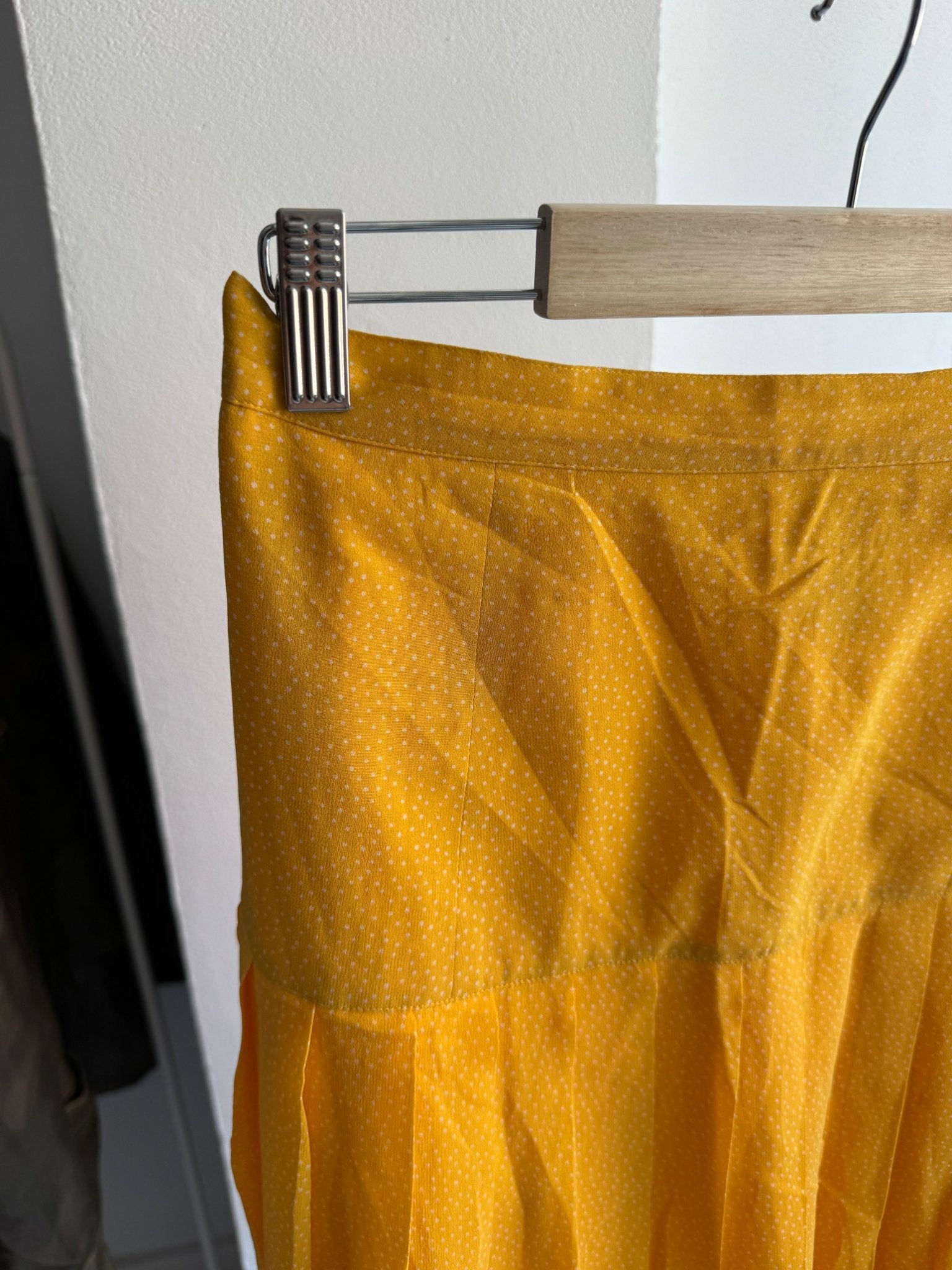 🍋 Fustă Vintage Yellow din Mătase cu Geometric Pattern – IT 44 (S/M Damă) – Made in Italy - anbracaminte