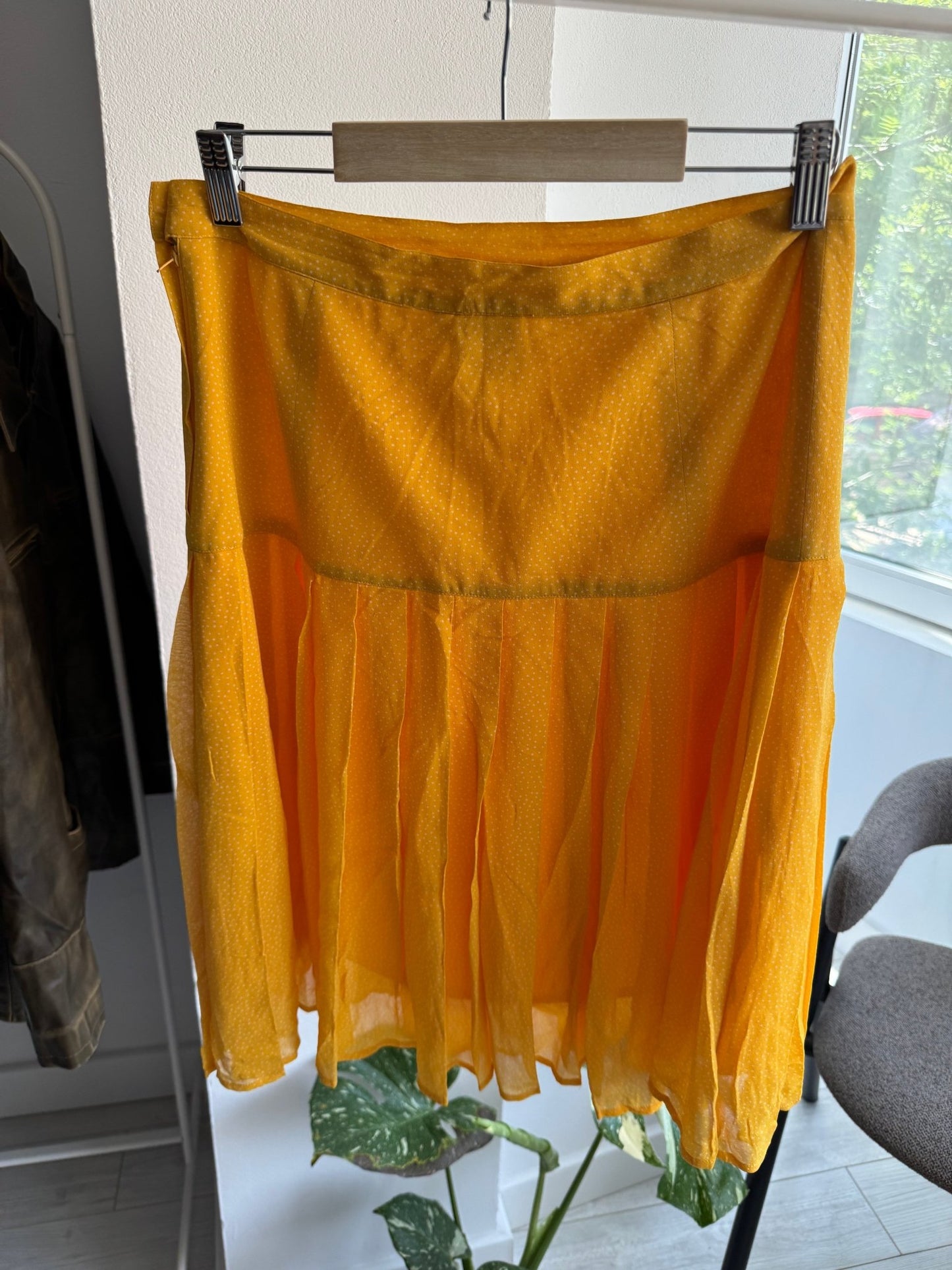 🍋 Fustă Vintage Yellow din Mătase cu Geometric Pattern – IT 44 (S/M Damă) – Made in Italy - anbracaminte