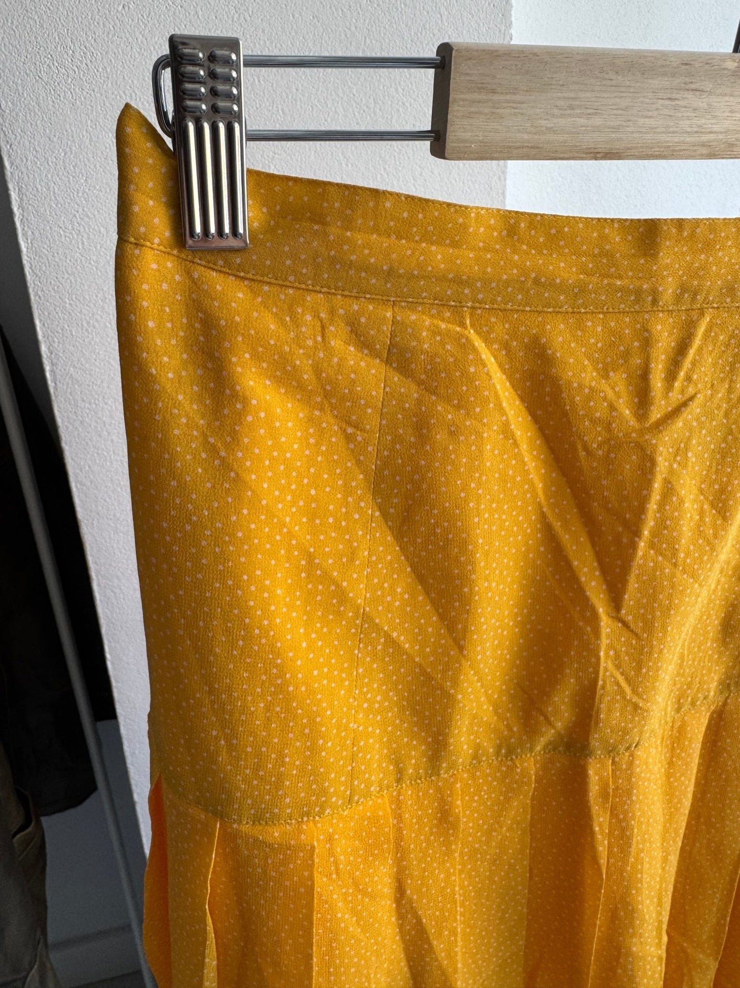 🍋 Fustă Vintage Yellow din Mătase cu Geometric Pattern – IT 44 (S/M Damă) – Made in Italy - anbracaminte