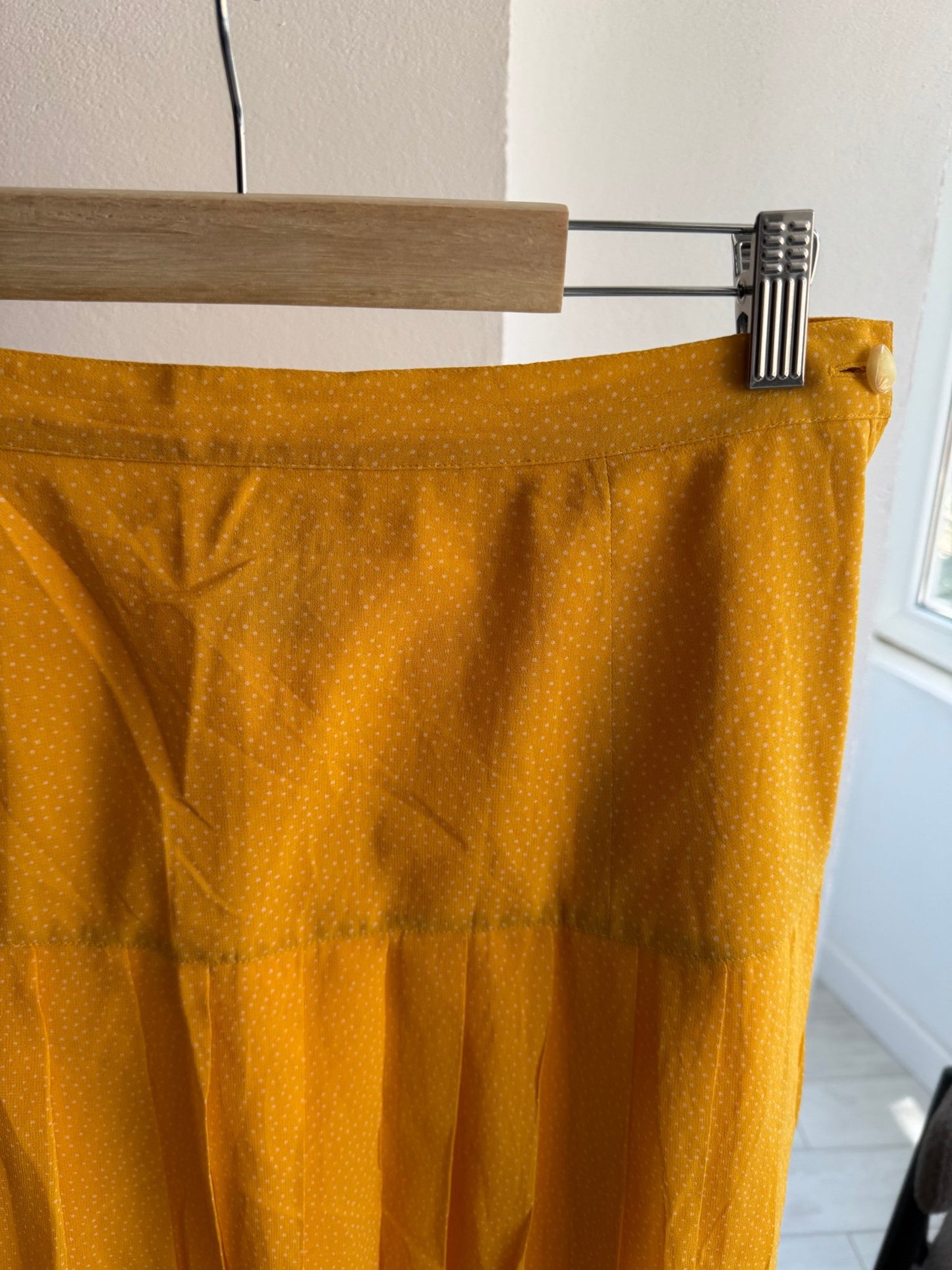 🍋 Fustă Vintage Yellow din Mătase cu Geometric Pattern – IT 44 (S/M Damă) – Made in Italy - anbracaminte