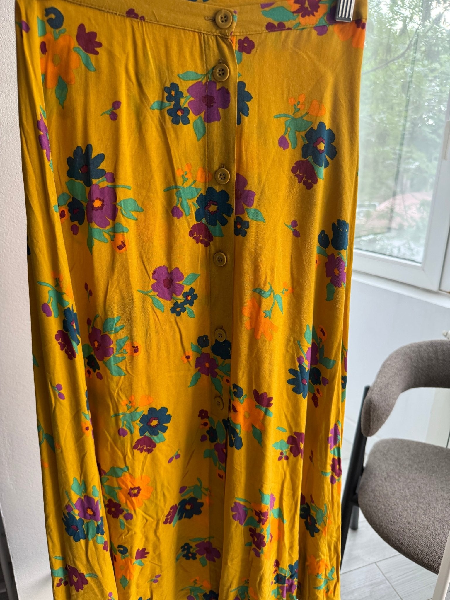 🌼 Fustă Vintage Yellow Floral Printed – XS/S Damă - anbracaminte