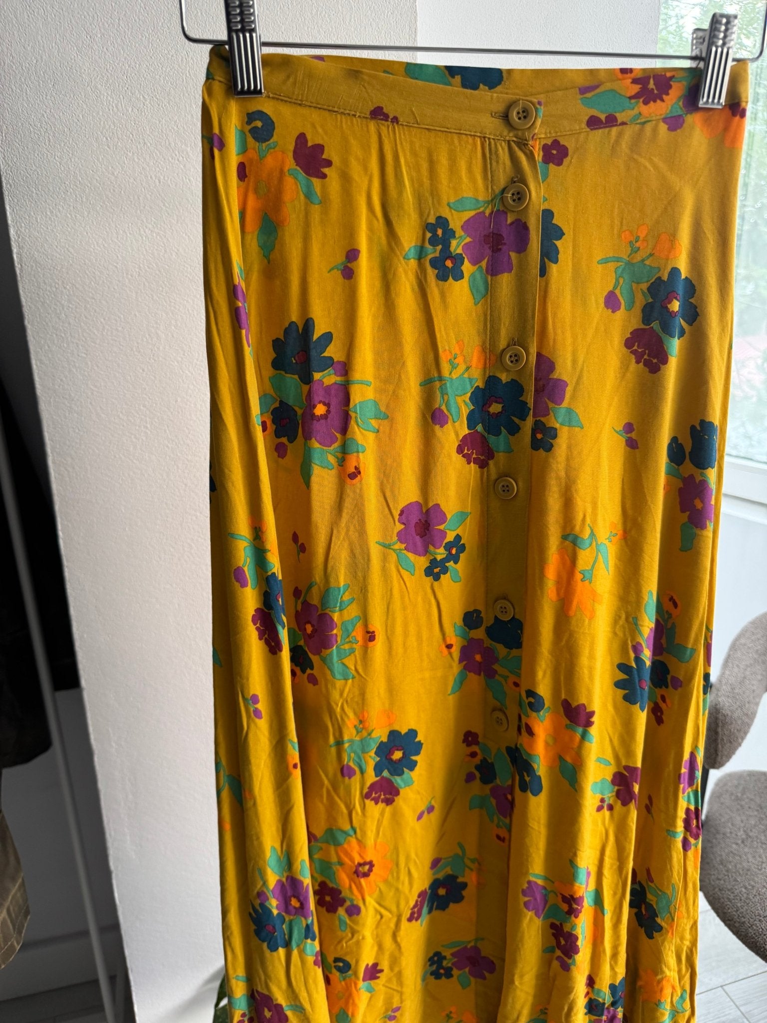 🌼 Fustă Vintage Yellow Floral Printed – XS/S Damă - anbracaminte