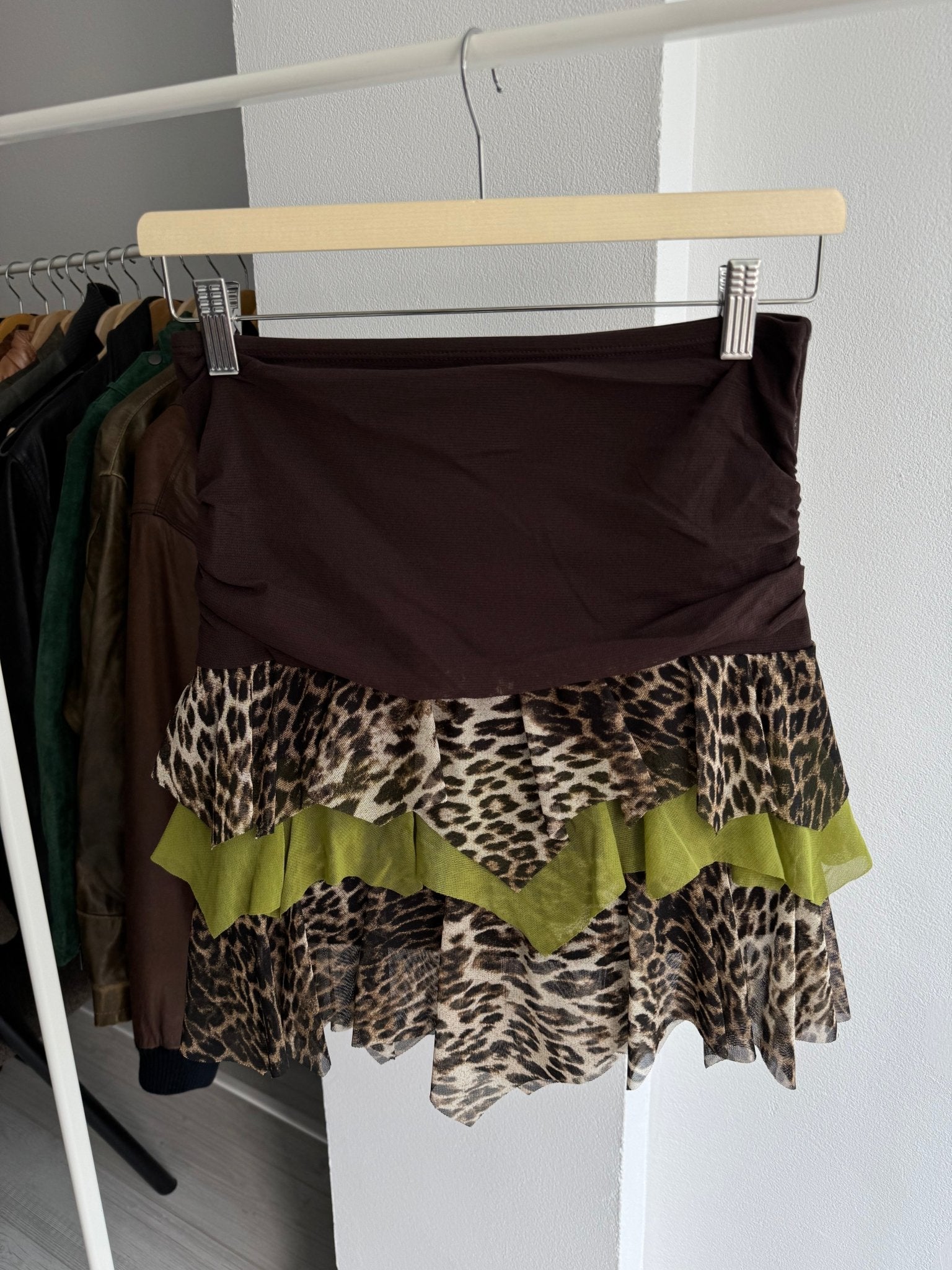 🐆 Fustă Y2K Animal Print cu Volane – XS/S Damă - anbracaminte
