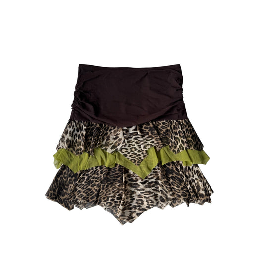 🐆 Fustă Y2K Animal Print cu Volane – XS/S Damă - anbracaminte