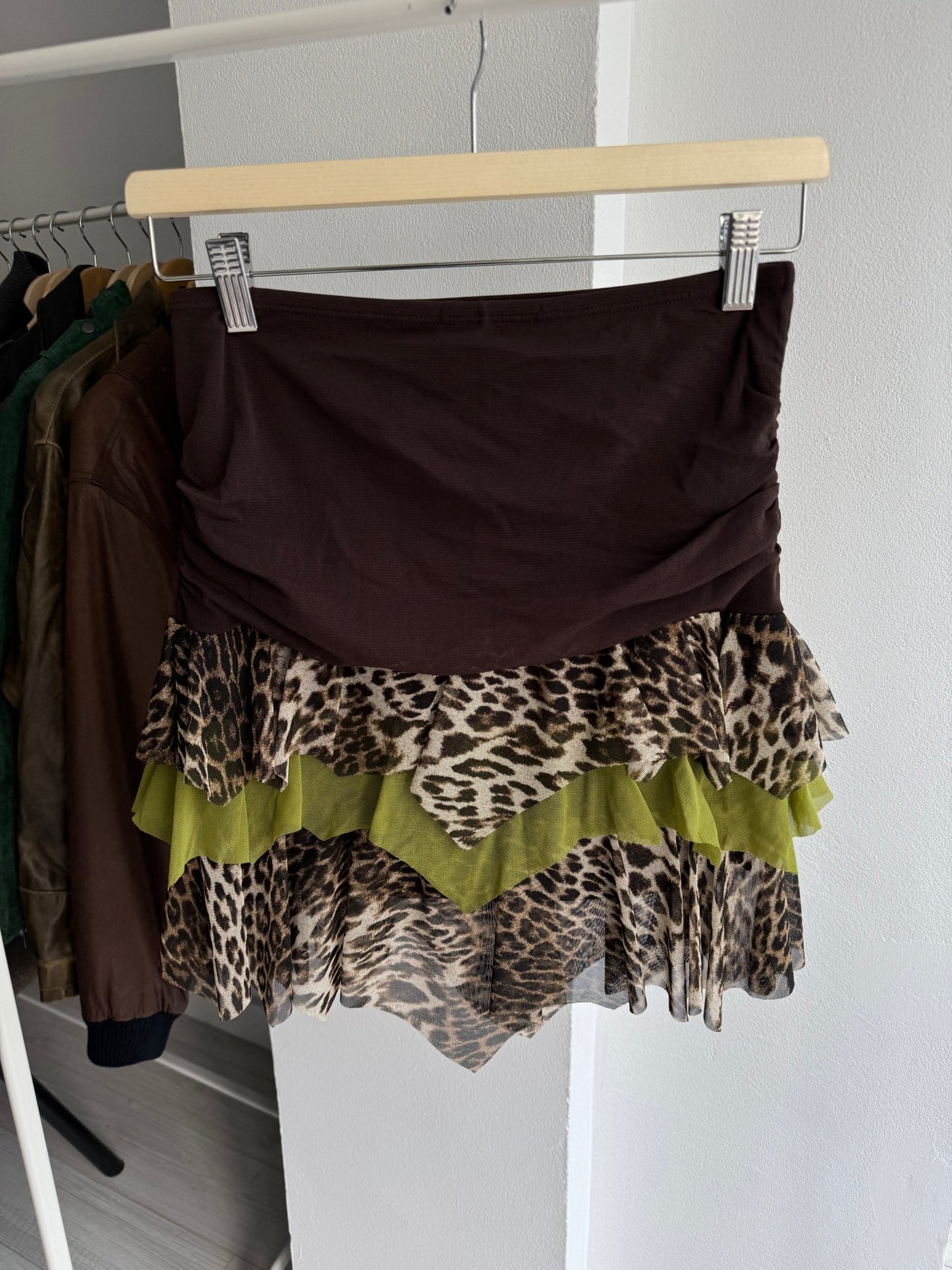 🐆 Fustă Y2K Animal Print cu Volane – XS/S Damă - anbracaminte