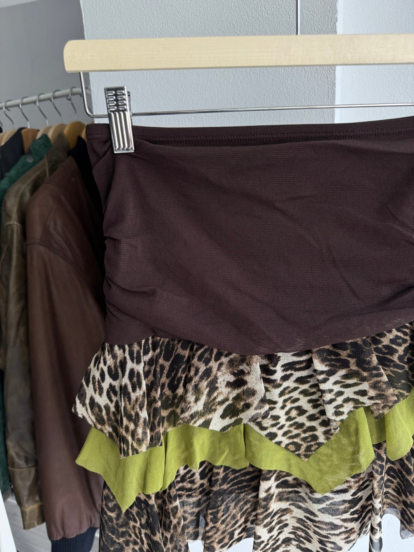 🐆 Fustă Y2K Animal Print cu Volane – XS/S Damă - anbracaminte